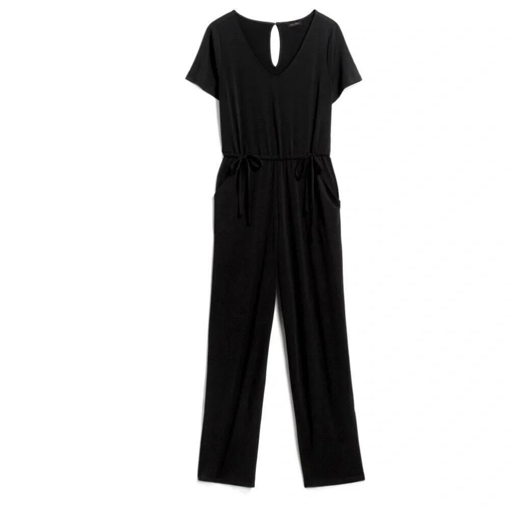 GOLDRAY Kalli Knit Black Jumpsuit Drawstring Chic Size Small
